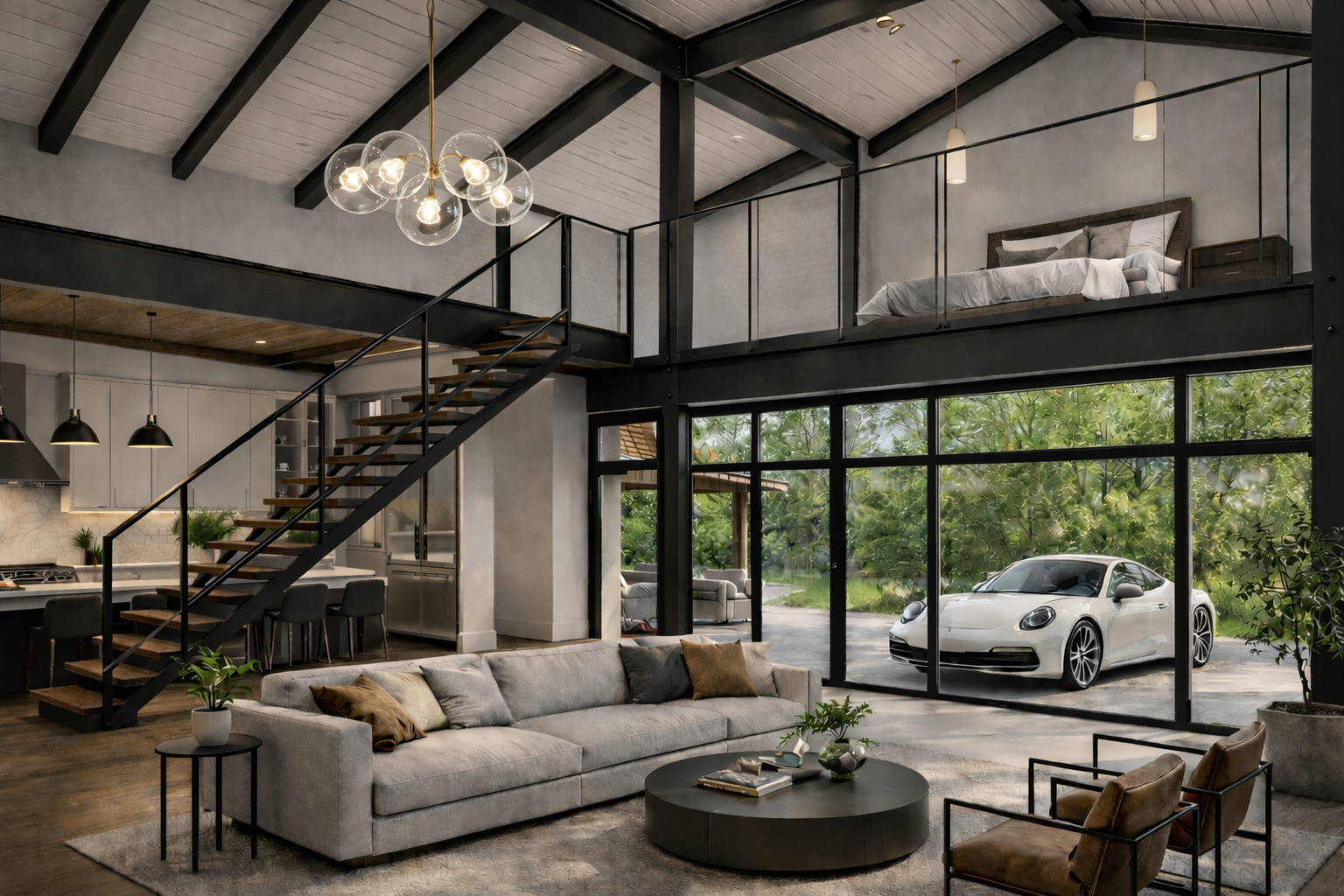 Steel-first barndominium render showing exterior detail.